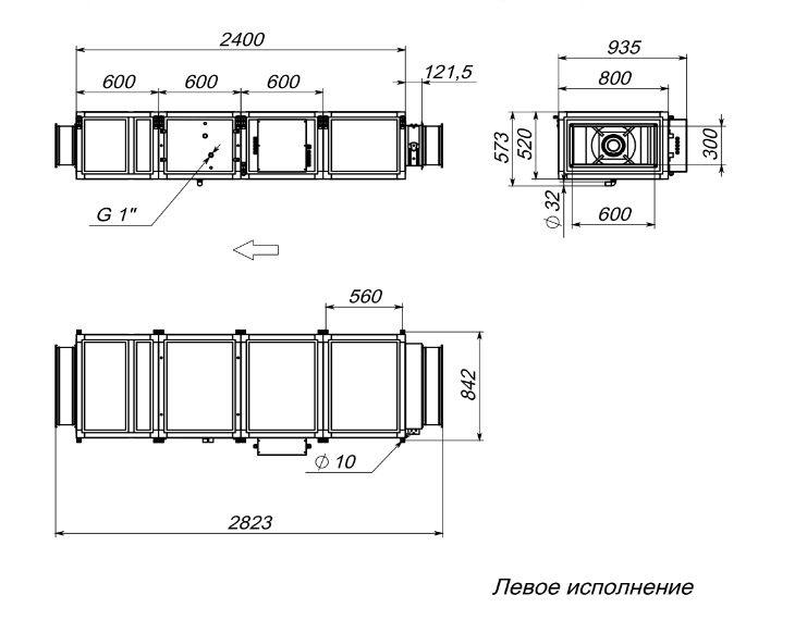 Габаритные и присоединительные размеры Breezart 3700 Lux W